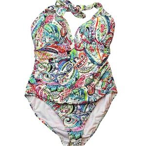 Lauren Ralph Lauren Cabana Paisley Swimsuit Women Sz 10 One Piece Halter Floral